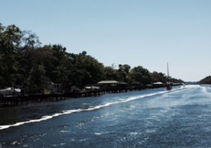 Unlike most the ICW waters, Florida's are lined with houses and boat houses.