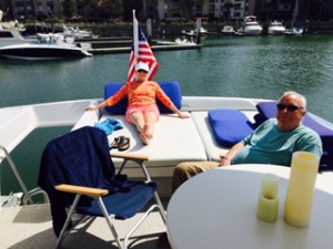 Lounging on upper deck after a sunny arrival in Hilton Head.