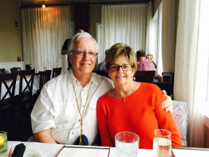 Roger and Ann at dinner at Golden Isle Marina in St. Simons, Georgia.