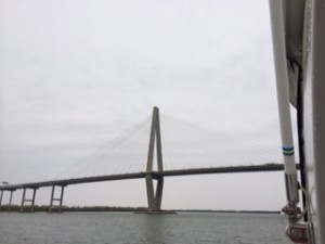 The Arthur Revenal Bridge is a cable-stayed bridge over the Cooper River.  It's design allows ocean going vessels easy access to Charleston Harbor.