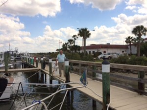 Smyrna Yacht Club docks -- fixed, not floating which means more tending of lines as tides rise and ebb.