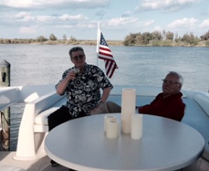 Relaxing before dinner on the top deck.