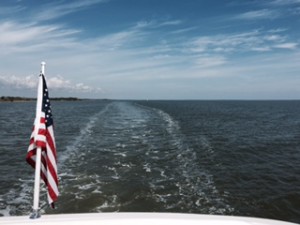 The ICW is a fairly narrow trench through this wide-open looking body of water.  Water is considerably more shallow just a few feet outside the channel.  We were pinched into it a couple of times when bigger boats took their half of the waterway down the middle.