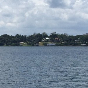 This shot taken from the center of the waterway gives you an idea of how wide the waters here are.  I also noticed that the land here is more elevated than we've seen before.  Some of the houses look like they are built on hills.