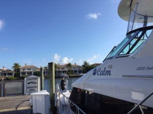 We had a brilliant idea -- alas, in the 20th day of our trip -- to take a picture of our mooring at each stop.  Here's our forward view in Vero Beach.