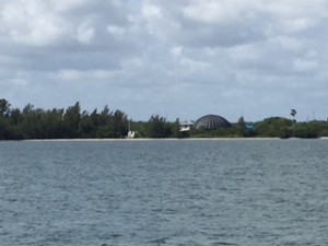 The dome building is the Oceanographic Institute, a marine research facility that operates two Sea-Link submersibles.  These vessels are equipped with acrylic viewing spheres and can dive to depths up to 3,000 feet.  Considering that the ICW is rarely deeper than 7 feet, they have a ways to go to be fully utilized.