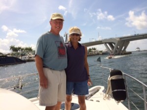 Jim and Cleo posing up front as we headed to one of the first bridges.