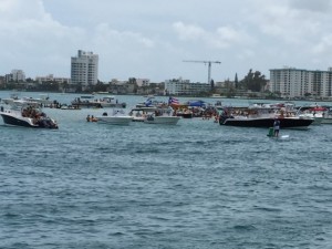 This photo shows a teeny, tiny slice of the crowd on a shoal area near Miami Beach that was packed with boats and people.