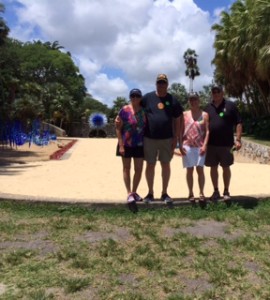 Here's our happy group at Fairchild Garden.  The guard at this Chihuly installation turned out to be a retired Chicago cop who insisted on taking a picture of "all four of youse."